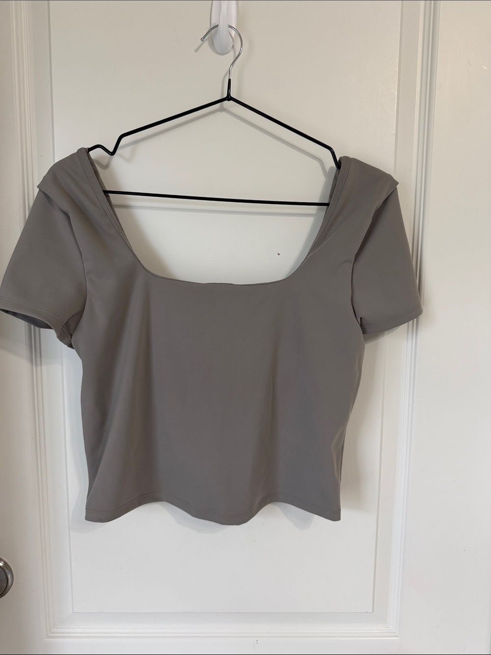 lululemon athletica Square Neck Short Sleeve Crop Top - Gray
